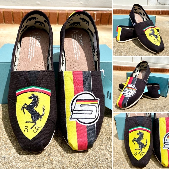 Ferrari Vettel custom hand painted TOMS - Picture 1 of 4